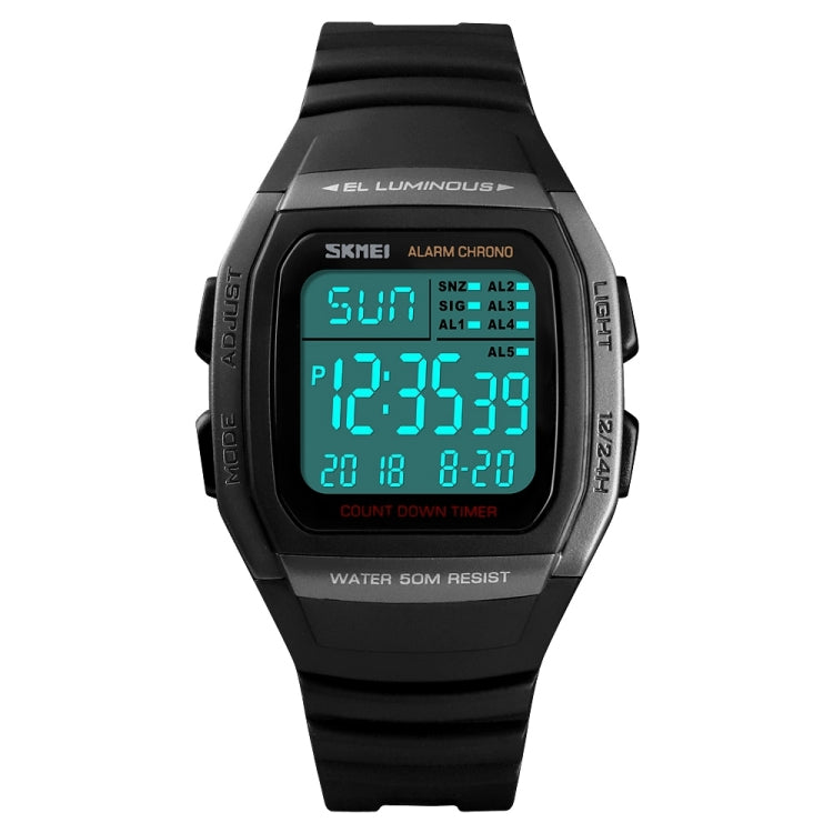 SKMEI 1278 Fashionable Outdoor 50m Waterproof Digital Watch Student Sports Wrist Watch Support 5 Group Alarm Clocks (Titanium) - free shipping - PMC TechLife - Order now!