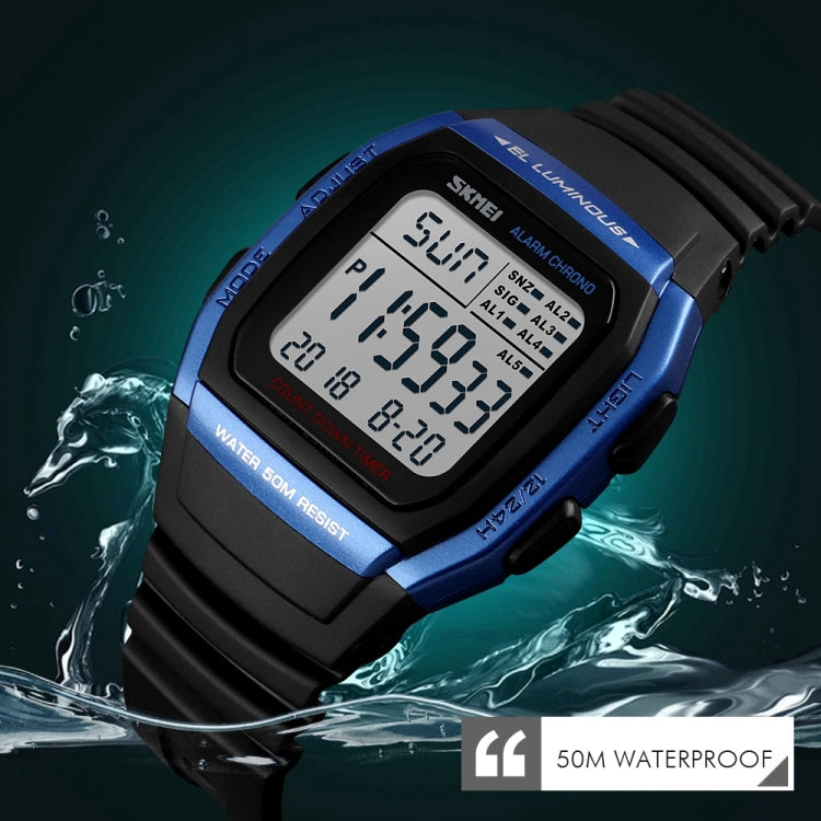 SKMEI 1278 Fashionable Outdoor 50m Waterproof Digital Watch Student Sports Wrist Watch Support 5 Group Alarm Clocks(Black) - free shipping - PMC TechLife - Order now!