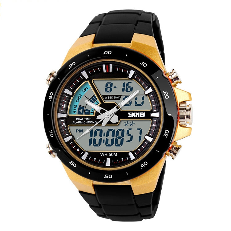 SKMEI 1016 Multifunctional Men Outdoor Sports Noctilucent Waterproof Double Digital Watch (Gold) - free shipping - PMC TechLife - Order now!