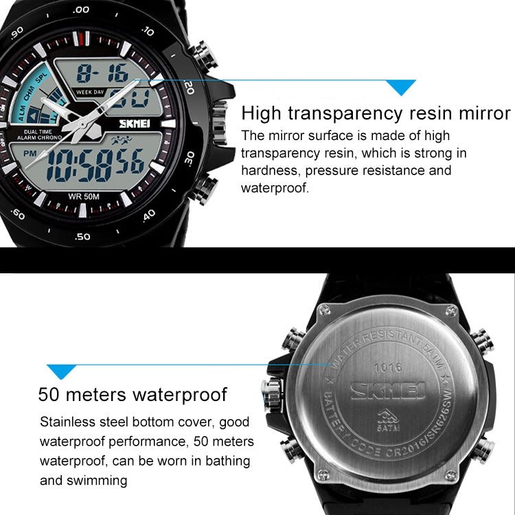 SKMEI 1016 Multifunctional Men Outdoor Sports Noctilucent Waterproof Double Digital Watch (Red + Black) - free shipping - PMC TechLife - Order now!