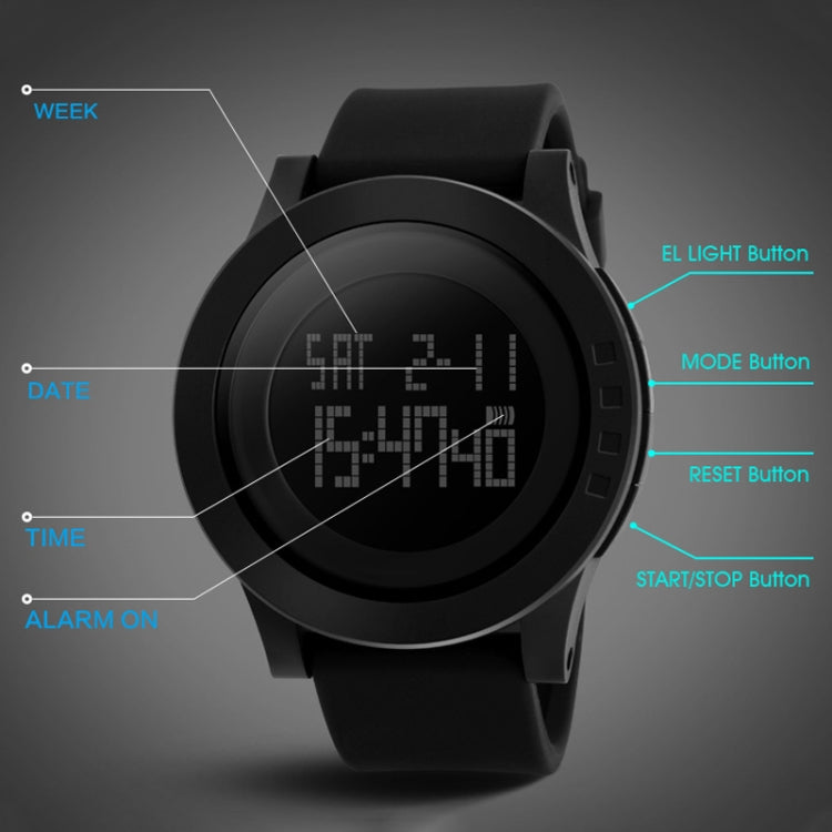 SKMEI 1142 Multifunctional Men Outdoor Sports Noctilucent Waterproof Silica Gel Digital Watch (Red) - free shipping - PMC TechLife - Order now!