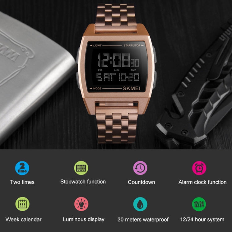 SKMEI 1368 Multifunctional Men Outdoor Sports Noctilucent Waterproof Digital Watch(Rose Gold) - free shipping - PMC TechLife - Order now!