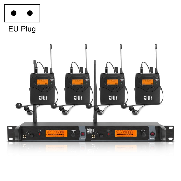 XTUGA IEM1200 Wireless Transmitter 4 Bodypack Stage Singer In-Ear Monitor System(EU Plug) - Microphone by XTUGA | Online Shopping South Africa | PMC TechLife | Buy Now Pay Later Mobicred