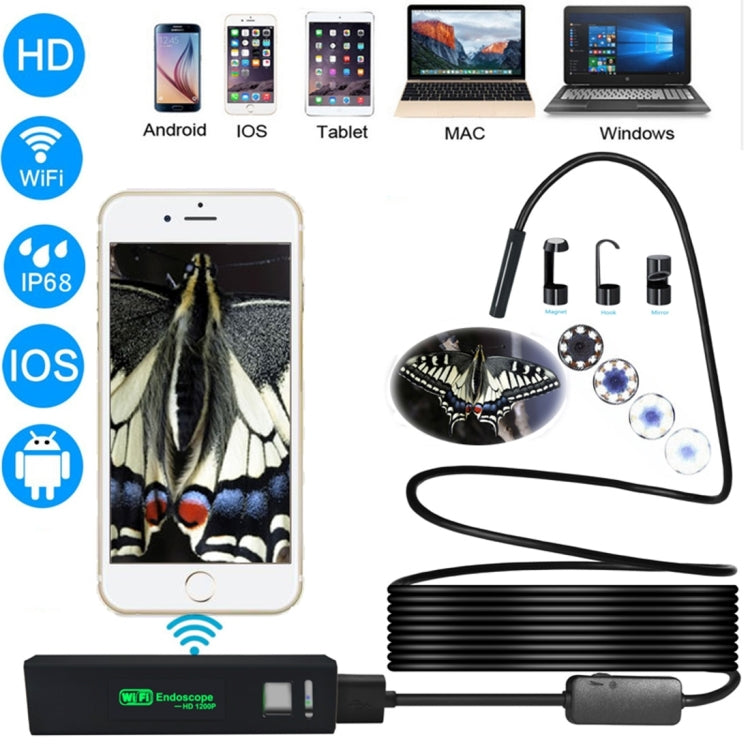 YPC110 8mm 2.0MP HD Camera WiFi Endoscope Snake Tube Inspection Camera with 8 LED, Waterproof IP68, Lens Diameter: 8mm, Length: 2m, Soft Line -  by PMC TechLife | Online Shopping South Africa | PMC TechLife | Buy Now Pay Later Mobicred