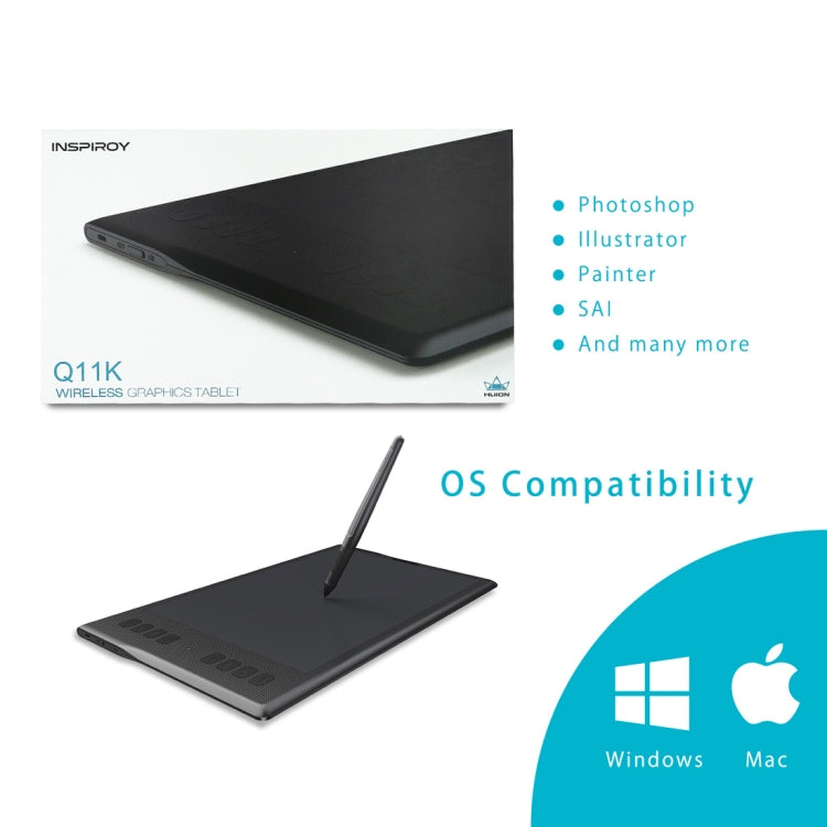HUION Inspiroy Series Q11K 5080LPI Professional Art USB Graphics Drawing Tablet for Windows / Mac OS, with Digital Pen - free shipping - PMC TechLife - Order now!