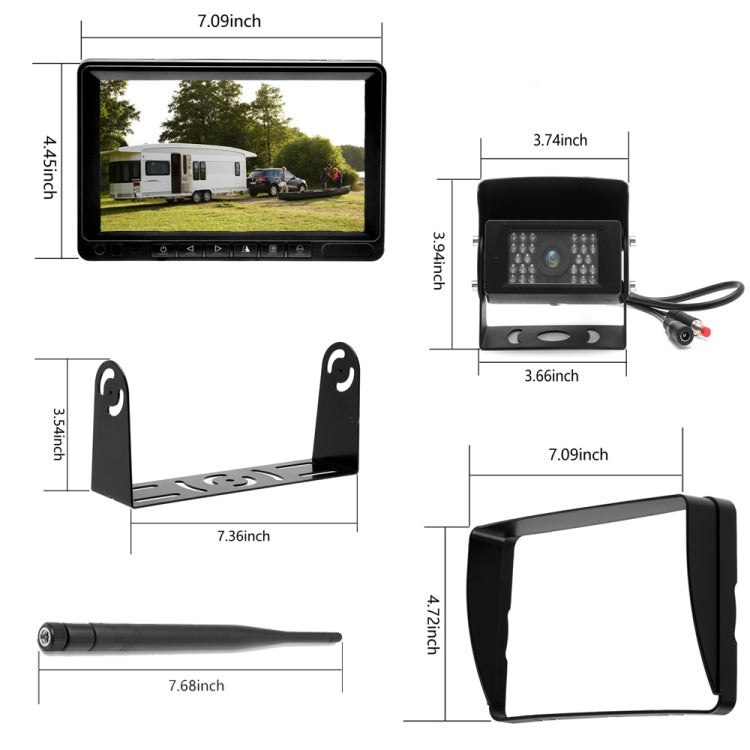 K0232 7 inch 140 Degrees Wide Angle HD Car Rear View Backup Dual Cameras Rearview Monitor Split Screen - free shipping - PMC TechLife - Order now!