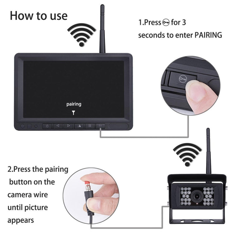K0232 7 inch 140 Degrees Wide Angle HD Car Rear View Backup Dual Cameras Rearview Monitor Split Screen - free shipping - PMC TechLife - Order now!