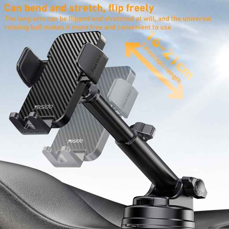 Yesido C173 Suction Cup Type Telescopic Rod Car Phone Holder (Black) - free shipping - PMC TechLife - Order now!