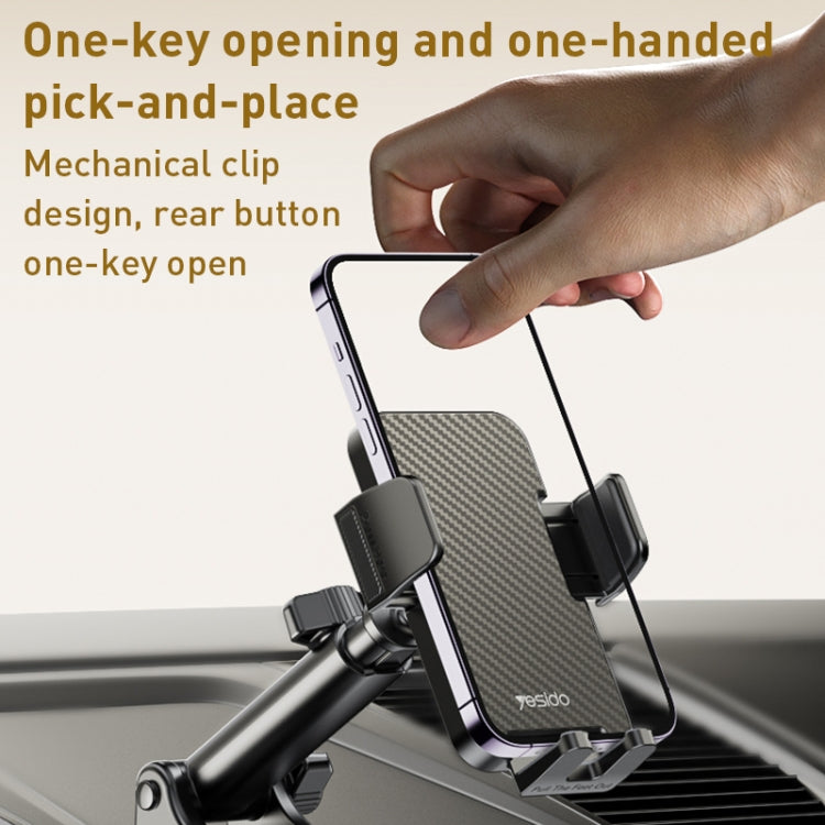 Yesido C173 Suction Cup Type Telescopic Rod Car Phone Holder (Black) - free shipping - PMC TechLife - Order now!