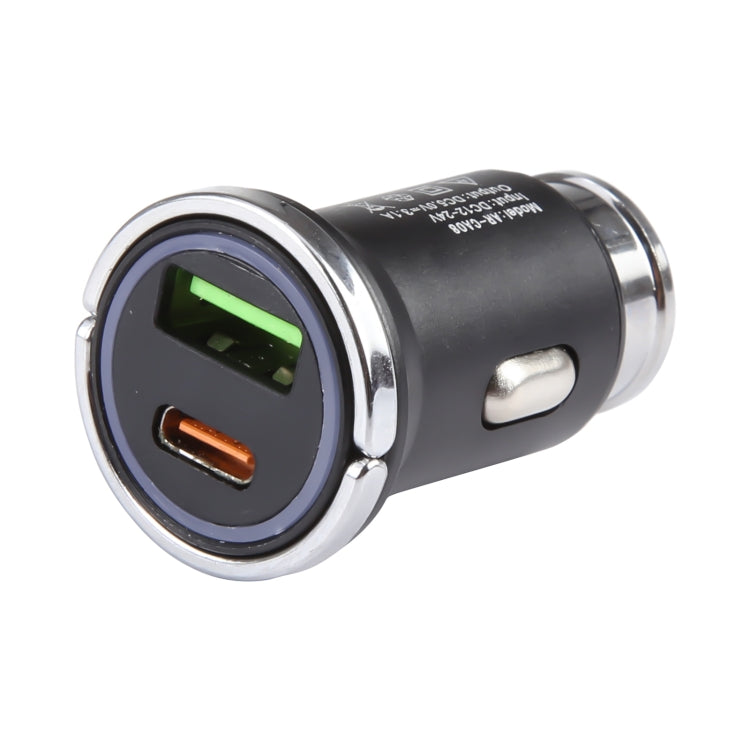 AR-CA08 12W 2A USB-C / Type-C + USB Ports Car Charger (Black) - Car Charger by PMC TechLife | Online Shopping South Africa | PMC TechLife | Buy Now Pay Later Mobicred