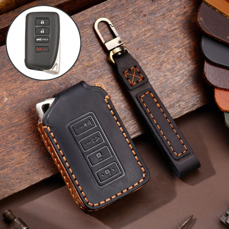 For Lexus 4-button Hallmo Car Cowhide Leather Key Protective Cover Key Case(Black) - free shipping - PMC TechLife - Order now!