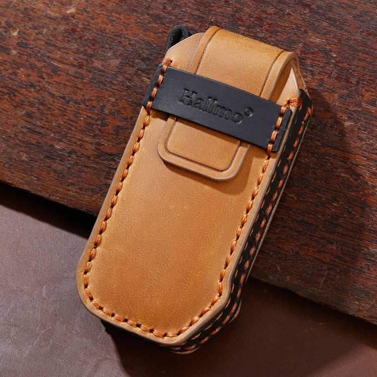 For Kia 5-button Hallmo Car Cowhide Leather Key Protective Cover Key Case(Black) - Car Key Cases by Hallmo | Online Shopping South Africa | PMC TechLife | Buy Now Pay Later Mobicred