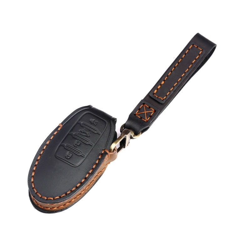 For Nissan 4-button Horn Hallmo Car Cowhide Leather Key Protective Cover Key Case(Blue) - free shipping - PMC TechLife - Order now!