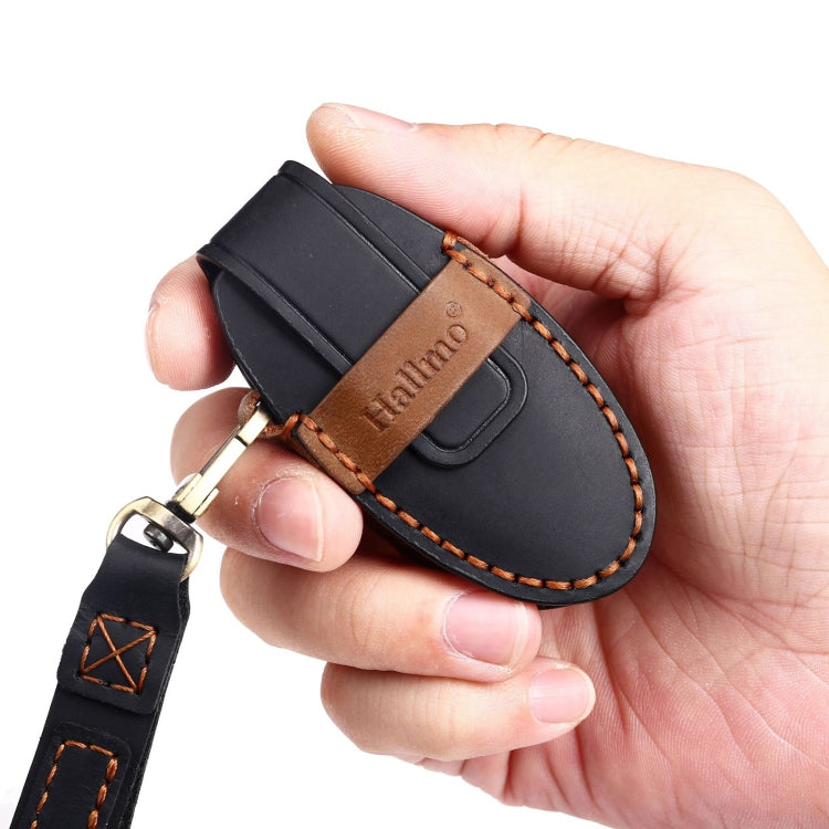 For Nissan 4-button Horn Hallmo Car Cowhide Leather Key Protective Cover Key Case(Blue) - free shipping - PMC TechLife - Order now!