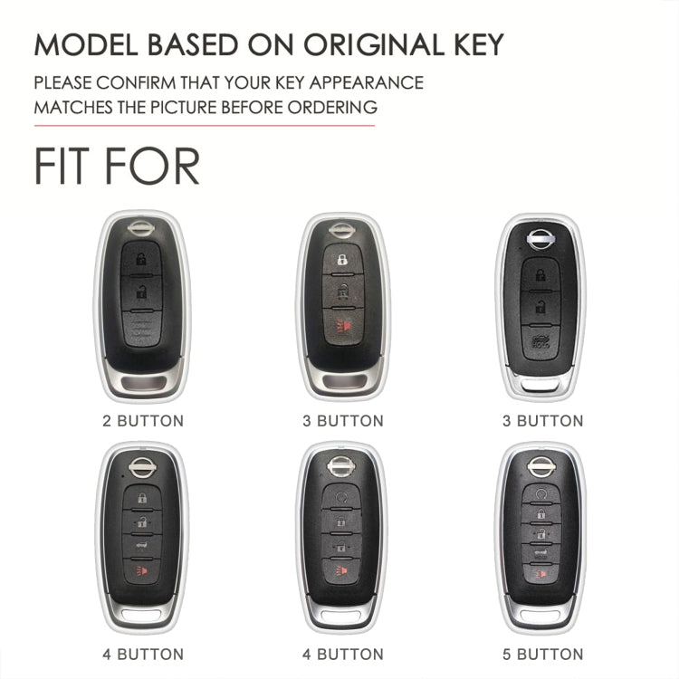 For Nissan Teana / Ariya 4-button Horn Hallmo Car Cowhide Leather Key Protective Cover Key Case(Blue) - Car Key Cases by Hallmo | Online Shopping South Africa | PMC TechLife | Buy Now Pay Later Mobicred