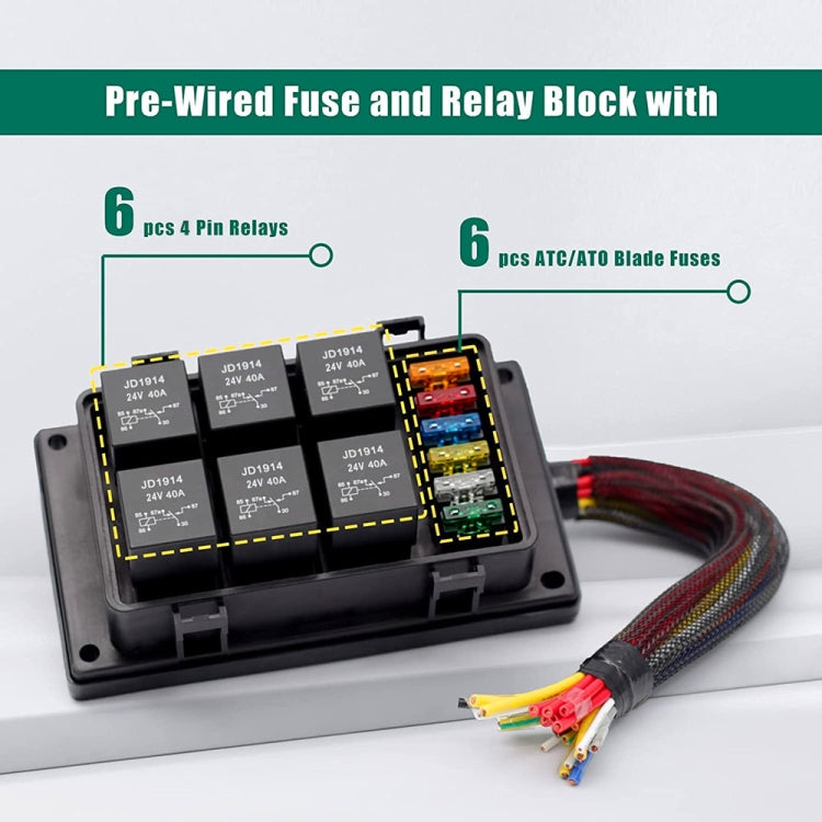 24V 4 Pin Car 6 Slots IP66 Waterproof Relay Fuse Box with Cable - Fuse by PMC TechLife | Online Shopping South Africa | PMC TechLife | Buy Now Pay Later Mobicred