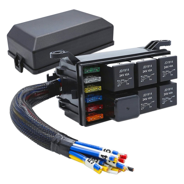 24V 5 Pin Car 6 Slots Waterproof Relay Fuse Box with Cable - Fuse by PMC TechLife | Online Shopping South Africa | PMC TechLife | Buy Now Pay Later Mobicred