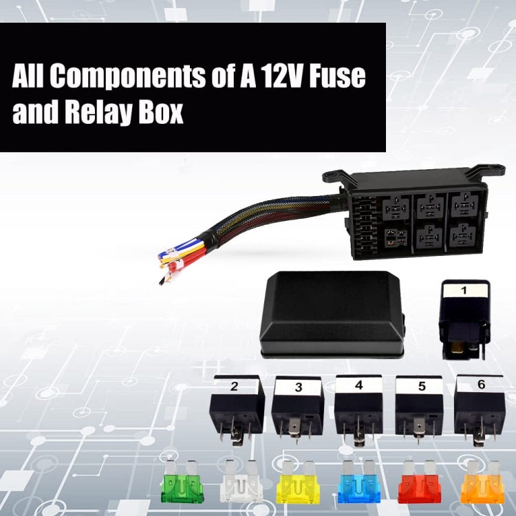 24V 5 Pin Car 6 Slots Waterproof Relay Fuse Box with Cable - Fuse by PMC TechLife | Online Shopping South Africa | PMC TechLife | Buy Now Pay Later Mobicred