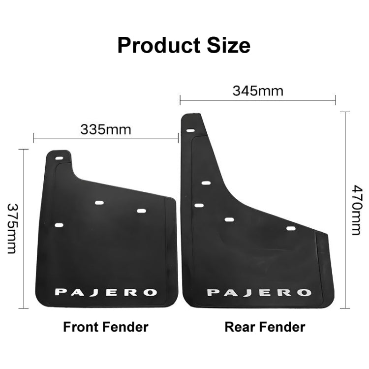 For Mitsubishi PAJERO 2004-2021 4pcs/Set Car Auto Soft Plastic Splash Flaps Fender Guard - Mudguards by PMC TechLife | Online Shopping South Africa | PMC TechLife | Buy Now Pay Later Mobicred