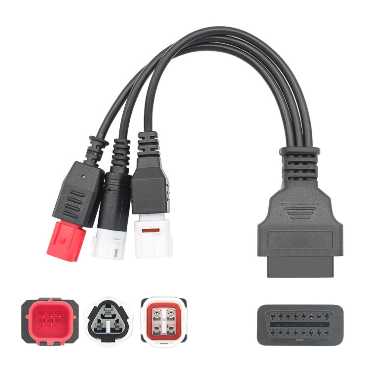 For Honda / Yamaha 3 in 1 OBDII Female to 3 Pin+4 Pin+6 Pin Motorcycle Connector Cable (Red) - Cables & Connectors by PMC TechLife | Online Shopping South Africa | PMC TechLife | Buy Now Pay Later Mobicred