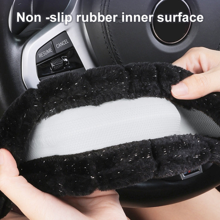 Round Style Car Universal Self Heating Plush Warm Anti-skid Steering Wheel Cover, Diameter: 38cm (Black) - Steering Wheel Accessories by PMC TechLife | Online Shopping South Africa | PMC TechLife | Buy Now Pay Later Mobicred