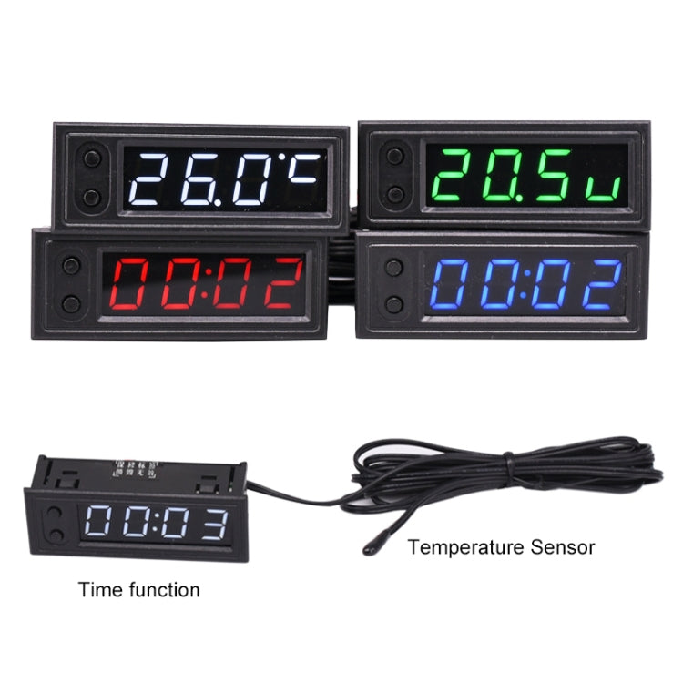 3 in 1 DC5-50V Car High-precision Electronic LED Luminous Clock + Thermometer + Voltmeter (Blue) - Clocks & Car Meters by PMC TechLife | Online Shopping South Africa | PMC TechLife | Buy Now Pay Later Mobicred