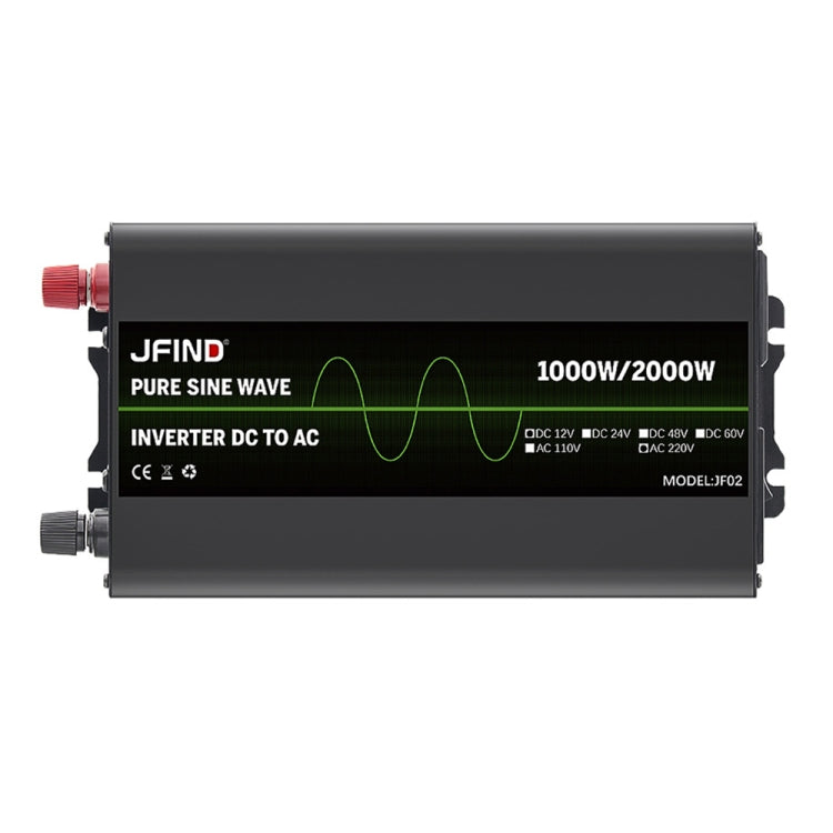 JFIND JF02 1000W 12V to 220V Pure Sine Wave Power Inverter, Universal Plug - Pure Sine Wave by JFIND | Online Shopping South Africa | PMC TechLife | Buy Now Pay Later Mobicred