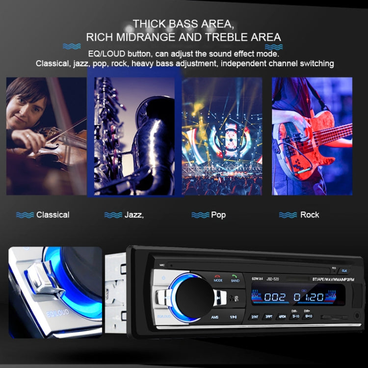 JSD-520 Car Stereo Radio MP3 Audio Player Support Bluetooth Hand-free Calling / FM / USB / SD, EU Plug Version - Car MP3 & MP4 & MP5 by PMC TechLife | Online Shopping South Africa | PMC TechLife | Buy Now Pay Later Mobicred