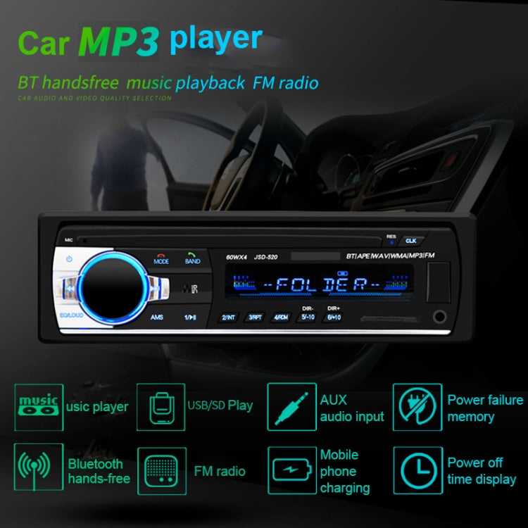 JSD-520 Car Stereo Radio MP3 Audio Player Support Bluetooth Hand-free Calling / FM / USB / SD, EU Plug Version - Car MP3 & MP4 & MP5 by PMC TechLife | Online Shopping South Africa | PMC TechLife | Buy Now Pay Later Mobicred