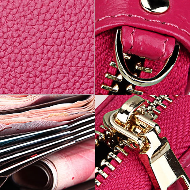 Genuine Cowhide Leather Litchi Texture Zipper Long Style Card Holder Wallet RFID Blocking Coin Purse Card Bag Protect Case with Hand Strap for Women, Size: 20*10.5*3cm(Black) - free shipping - PMC Jewellery - Order now!