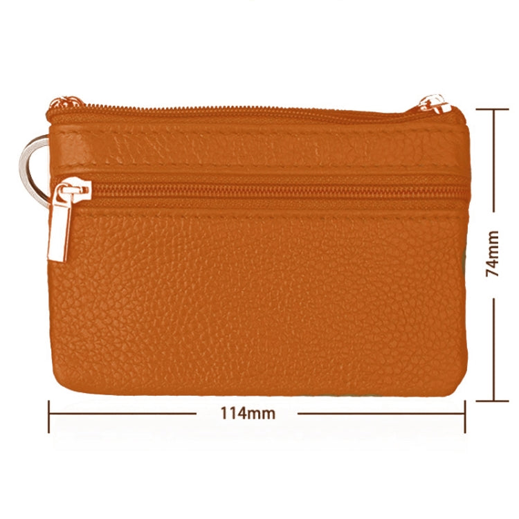 Cowhide Leather Zipper Solid Color Horizontal Card Holder Wallet RFID Blocking Coin Purse Card Bag Protect Case, Size: 11.4*7.4cm(Brown) - free shipping - PMC Jewellery - Order now!