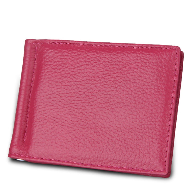 Cowhide Leather Litchi Texture Card Holder Wallet RFID Blocking Coin Purse Card Bag Protect Case with 6 Card Slots, Size: 110*82*8mm(Magenta) - free shipping - PMC Jewellery - Order now!