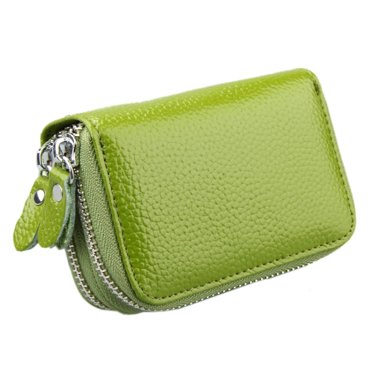 Genuine Leather Dual Layer Zipper Card Holder Wallet RFID Blocking Purse, Size: 10.5x7.0x4.0cm(Green) - free shipping - PMC Jewellery - Order now!