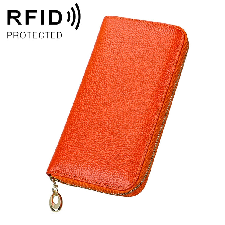 906 Antimagnetic RFID Litchi Texture Women Large Capacity Hand Wallet Purse Phone Bag with Card Slots(Orange) - free shipping - PMC Jewellery - Order now!