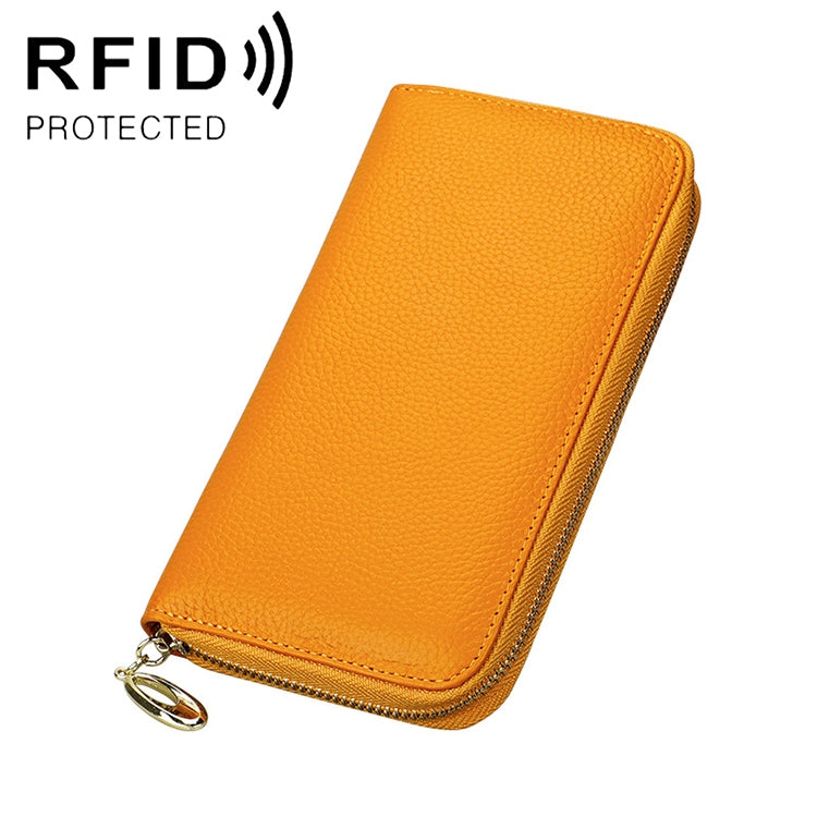 906 Antimagnetic RFID Litchi Texture Women Large Capacity Hand Wallet Purse Phone Bag with Card Slots(Yellow) - free shipping - PMC Jewellery - Order now!