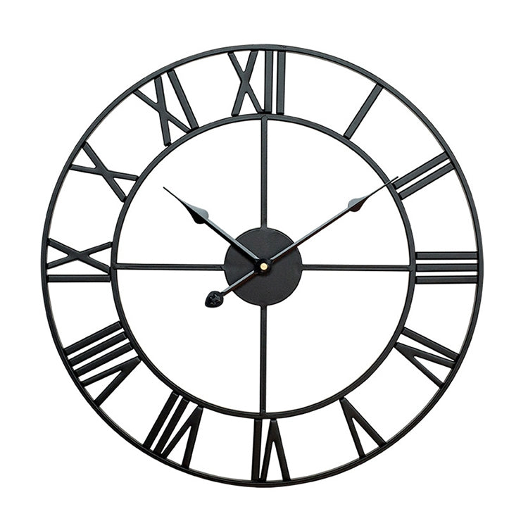 50cm Retro Living Room Iron Round Roman Numeral Mute Decorative Wall Clock (Black) - Wall Clock by PMc TechLife | Online Shopping South Africa | PMc TechLife | Buy Now Pay Later Mobicred