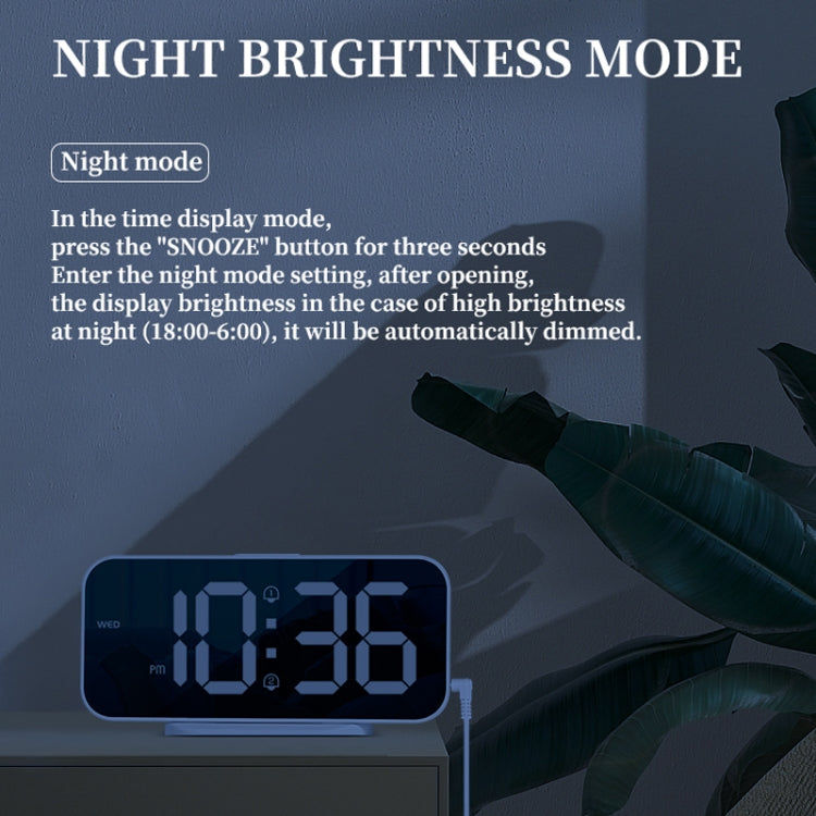 8821 LED Mirror Dual-purpose Snooze Alarm Clock(Black) - Novelty Clock by PMc TechLife | Online Shopping South Africa | PMc TechLife | Buy Now Pay Later Mobicred
