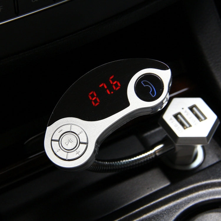 GT86 Dual USB Charger Car Bluetooth FM Transmitter Kit, Support LCD Display / TF Card Music Play / Hands-free(Silver) - Bluetooth Car Kits by PMC TechLife | Online Shopping South Africa | PMC TechLife | Buy Now Pay Later Mobicred
