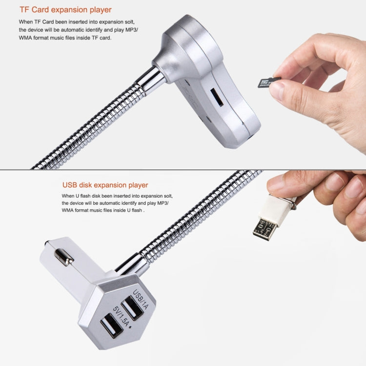 GT86 Dual USB Charger Car Bluetooth FM Transmitter Kit, Support LCD Display / TF Card Music Play / Hands-free(Silver) - Bluetooth Car Kits by PMC TechLife | Online Shopping South Africa | PMC TechLife | Buy Now Pay Later Mobicred