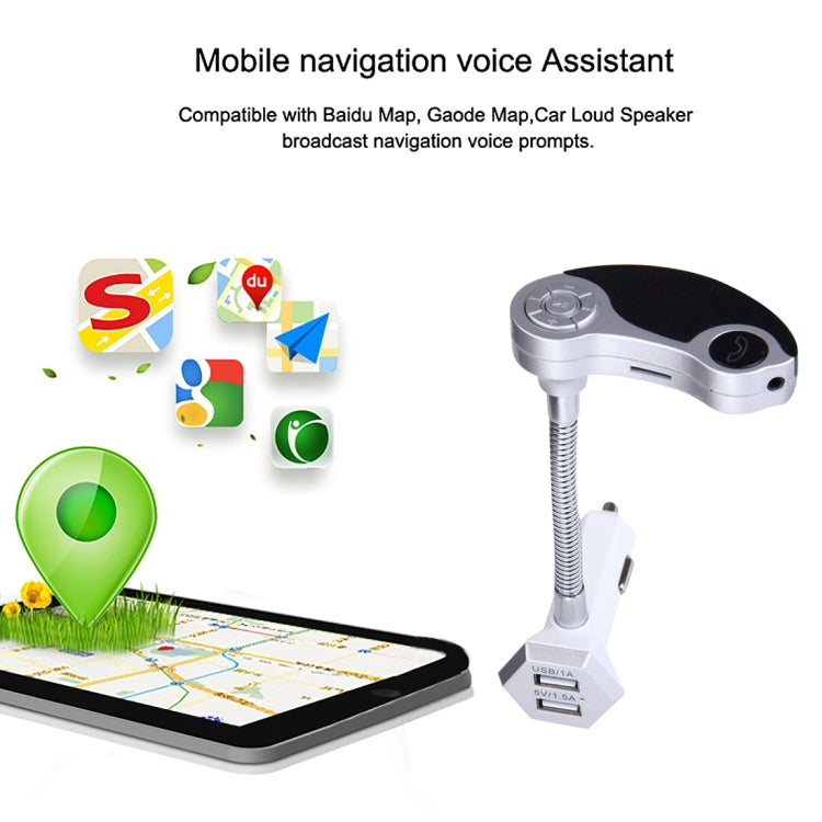 GT86 Dual USB Charger Car Bluetooth FM Transmitter Kit, Support LCD Display / TF Card Music Play / Hands-free(Silver) - Bluetooth Car Kits by PMC TechLife | Online Shopping South Africa | PMC TechLife | Buy Now Pay Later Mobicred