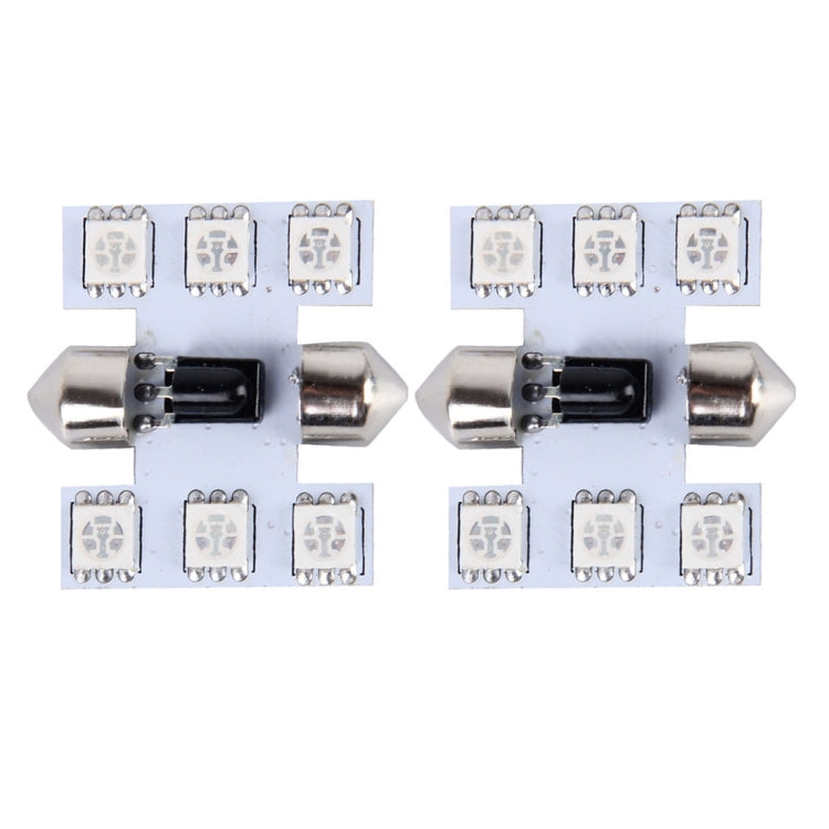 2 PCS Colorful 31MM Bicuspid Remote Control Car Dome Lamp LED Reading Light with 6 LED Lights - Dome Lights by PMC Jewellery | Online Shopping South Africa | PMC Jewellery | Buy Now Pay Later Mobicred