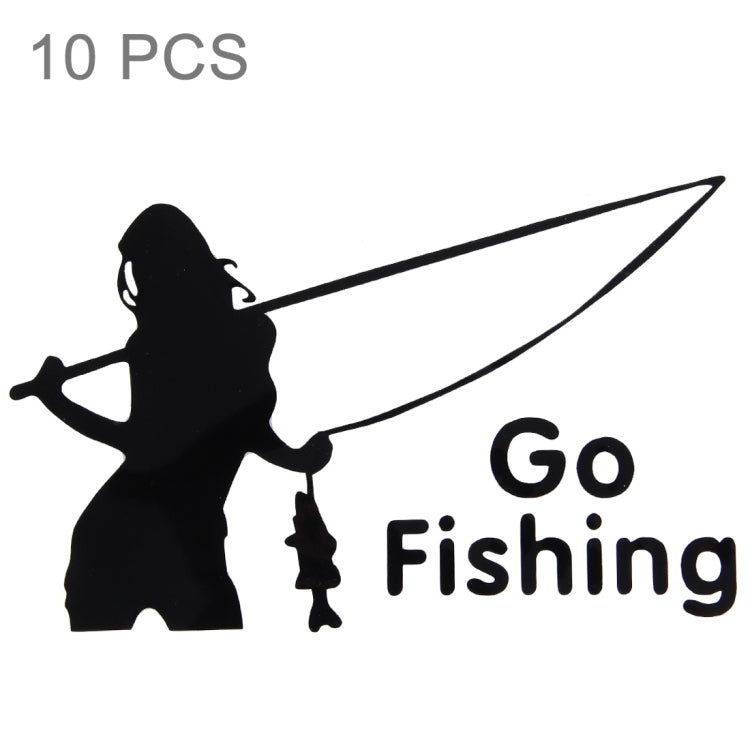 10 PCS Beauty Go Fishing Styling Reflective Car Sticker, Size: 14cm x 8.5cm(Black) - Decorative Sticker by PMC TechLife | Online Shopping South Africa | PMC TechLife | Buy Now Pay Later Mobicred