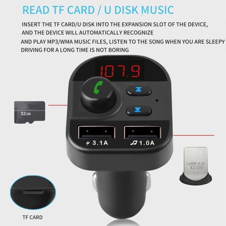 805E Dual USB Charging Bluetooth FM Transmitter MP3 Music Player Car Kit, Support Hands-Free Call  & Read TF Card / U Disk Music(Black) - Bluetooth Car Kits by PMC TechLife | Online Shopping South Africa | PMC TechLife | Buy Now Pay Later Mobicred