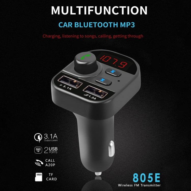 805E Dual USB Charging Bluetooth FM Transmitter MP3 Music Player Car Kit, Support Hands-Free Call  & Read TF Card / U Disk Music(Black) - Bluetooth Car Kits by PMC TechLife | Online Shopping South Africa | PMC TechLife | Buy Now Pay Later Mobicred