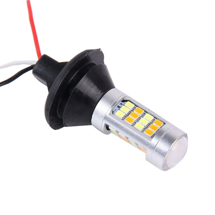 2 PCS 1156/BA15S/BAU15S 10W 1000 LM 6000K White + Yellow Light DRL&Turn Light with 42 SMD-2835-LED Lamp���DC 12-24V - Arrow Turn Lights by PMC TechLife | Online Shopping South Africa | PMC TechLife | Buy Now Pay Later Mobicred