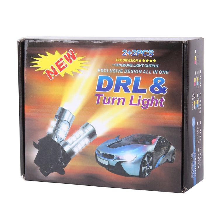 2 PCS T20/7440 10W 1000LM 6000K White + Yellow Light DRL&Turn Light with 20 SMD-5730-LED Lamps���DC 12-24V - Arrow Turn Lights by PMC TechLife | Online Shopping South Africa | PMC TechLife | Buy Now Pay Later Mobicred