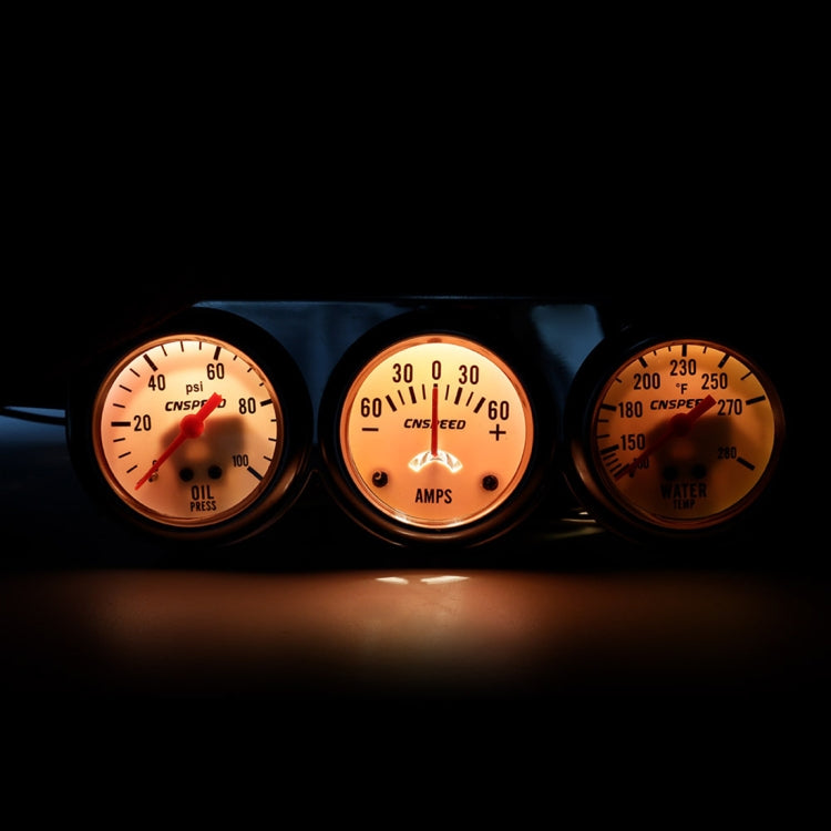 52mm 12V Universal Car Modified Triple Meter 3 in 1 Gauge Oil Press Gauge + Water Temperature Gauge + Ammeter, with Sensor - Clocks & Car Meters by PMC TechLife | Online Shopping South Africa | PMC TechLife | Buy Now Pay Later Mobicred