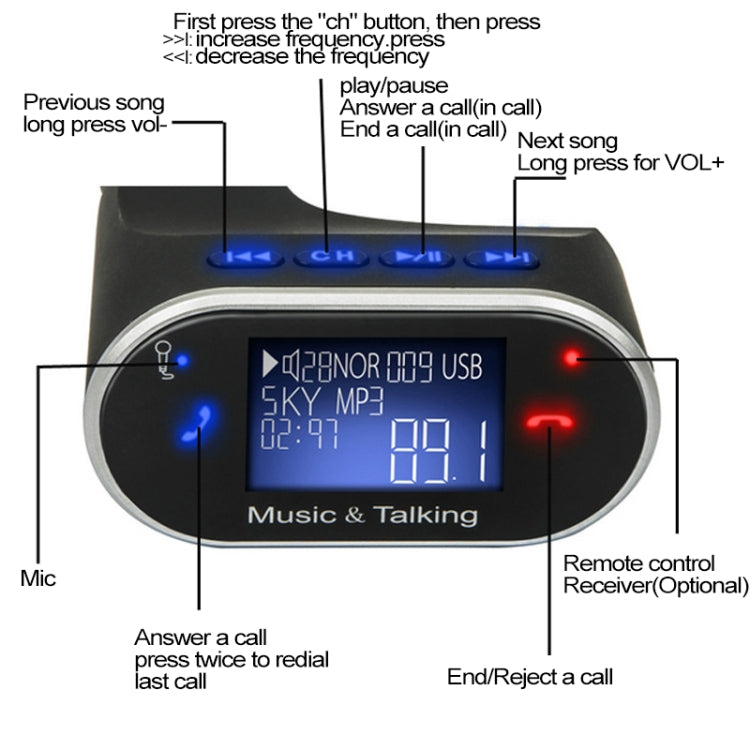 630C Chicken Leg Shape Car Stereo Radio MP3 Audio Player, Bluetooth Hands-free Car Kit FM Transmitter - Car MP3 & MP4 & MP5 by PMC TechLife | Online Shopping South Africa | PMC TechLife | Buy Now Pay Later Mobicred