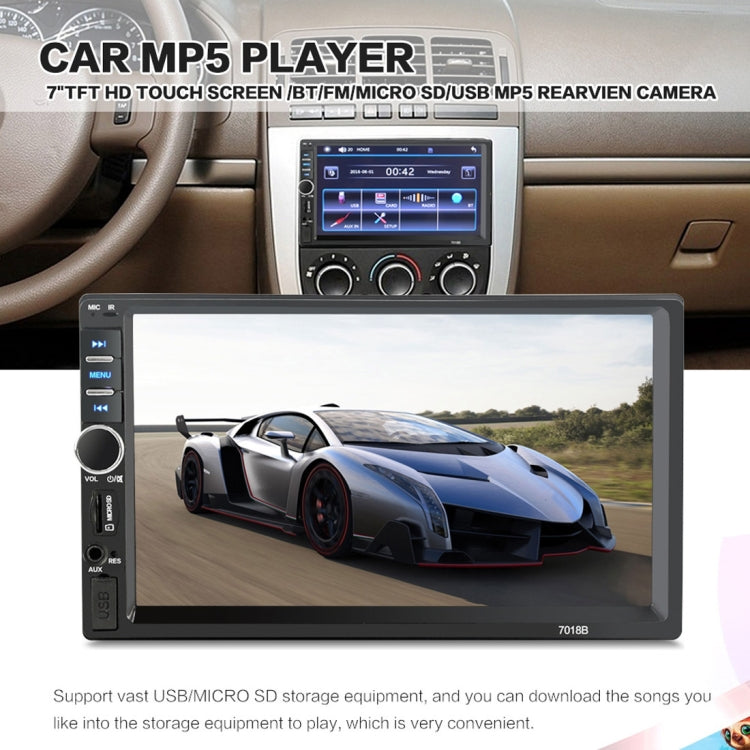 7018B 7.0 inch HD Touch Screen Dual DIN Car Radio Bluetooth Stereo MP3 / MP4 / MP5 Player with Remote Control, with Rearview Camera, 6800 Module, Support  FM / TF Card / USB Flash Disk - Car MP3 & MP4 & MP5 by PMC TechLife | Online Shopping South Africa | PMC TechLife | Buy Now Pay Later Mobicred