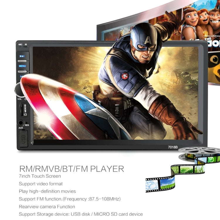 7018B 7.0 inch HD Touch Screen Dual DIN Car Radio Bluetooth Stereo MP3 / MP4 / MP5 Player with Remote Control, with Rearview Camera, 6800 Module, Support  FM / TF Card / USB Flash Disk - Car MP3 & MP4 & MP5 by PMC TechLife | Online Shopping South Africa | PMC TechLife | Buy Now Pay Later Mobicred